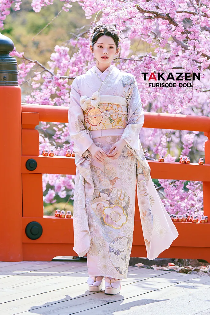 正統派古典　ピンク/淡い色　かわいい振袖　桜柄/打ち出の小槌　はんなり　上品　きれいめ　振袖ネットレンタル　LB47
