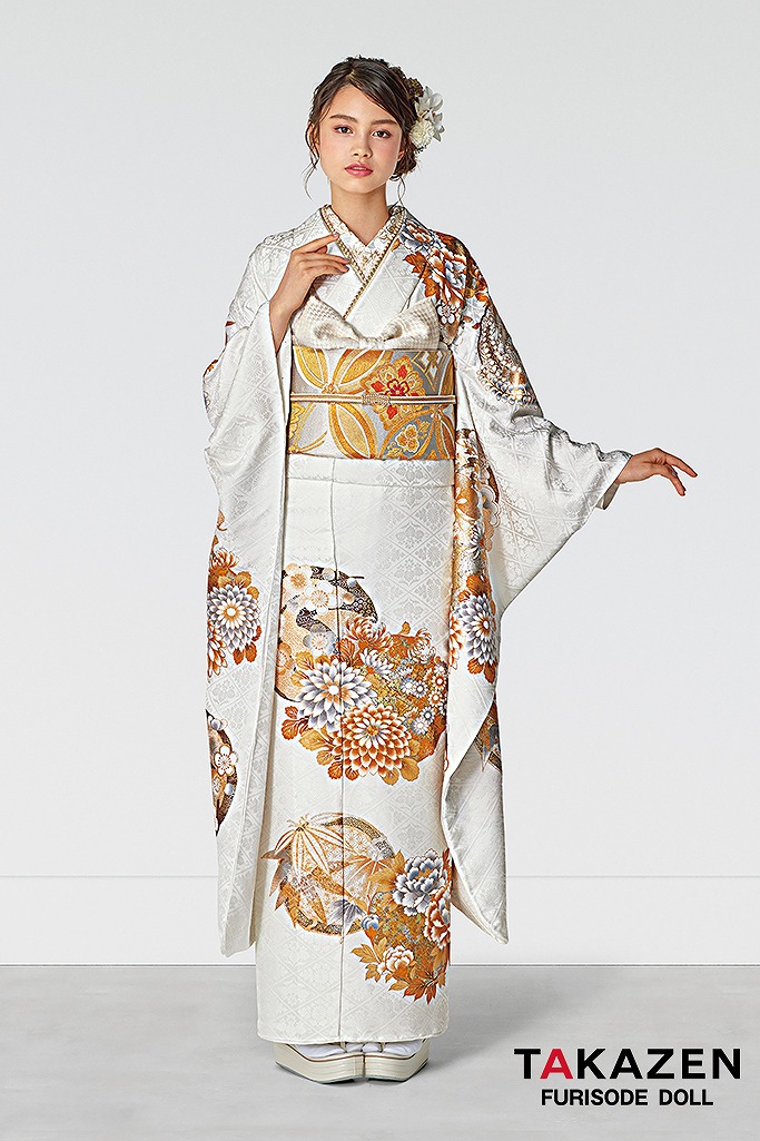 正統派古典　白/金　菊柄/吉祥文様　上品　シンプル　控えめ　おしとやか振袖　25065