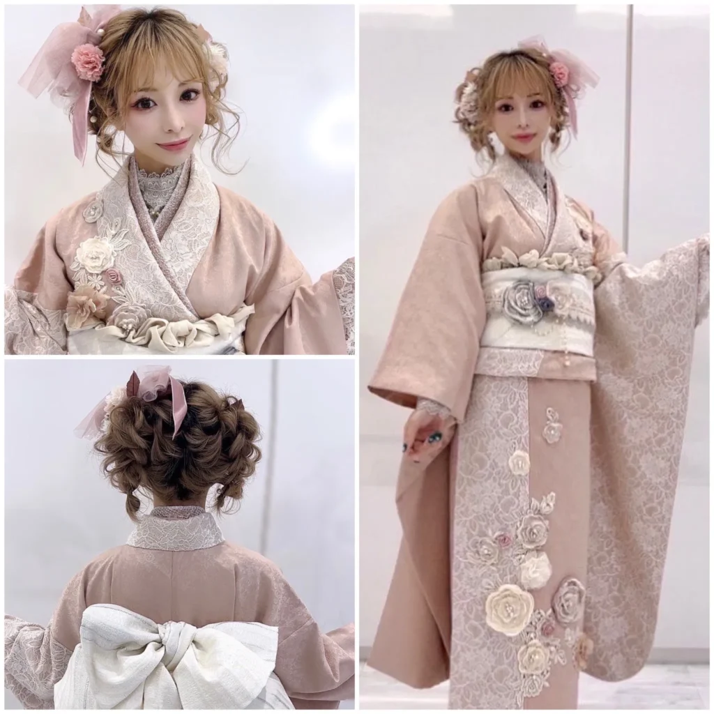 振袖 可愛い ミニョン 門りょう 立体花付き