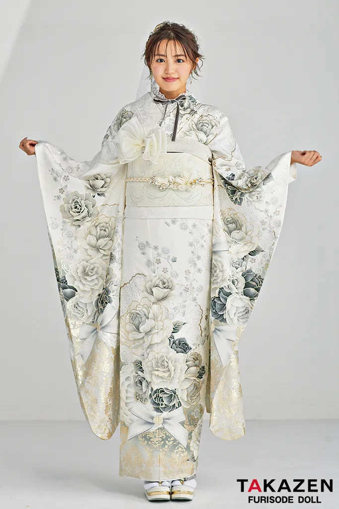 成人式 レンタル 振袖 可愛い 今どき 淡い色 上品 綺麗 キラキラ ヘップバーン ホワイト コスメカラー
